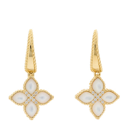 Roberto Coin 18K Yellow Gold Diamond Mother of Pearl Venetian Princess Drop Earrings 1 of 4