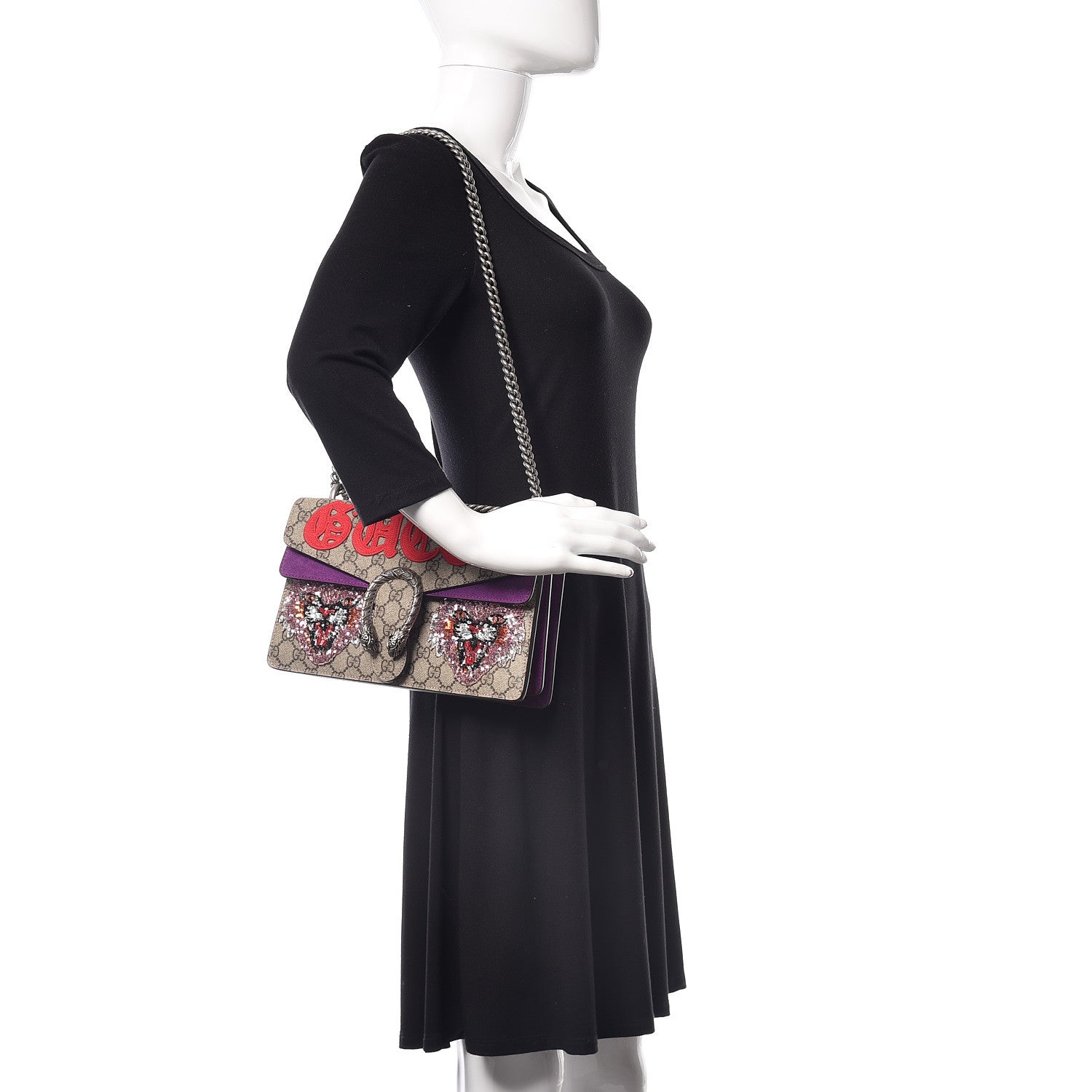 Gucci GG Supreme Monogram Embroidered Small Dionysus Shoulder Bag Purple 2 of 10