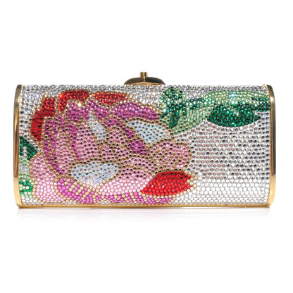 Judith Leiber Crystal Rose Floral Minaudiere Clutch 1 of 6