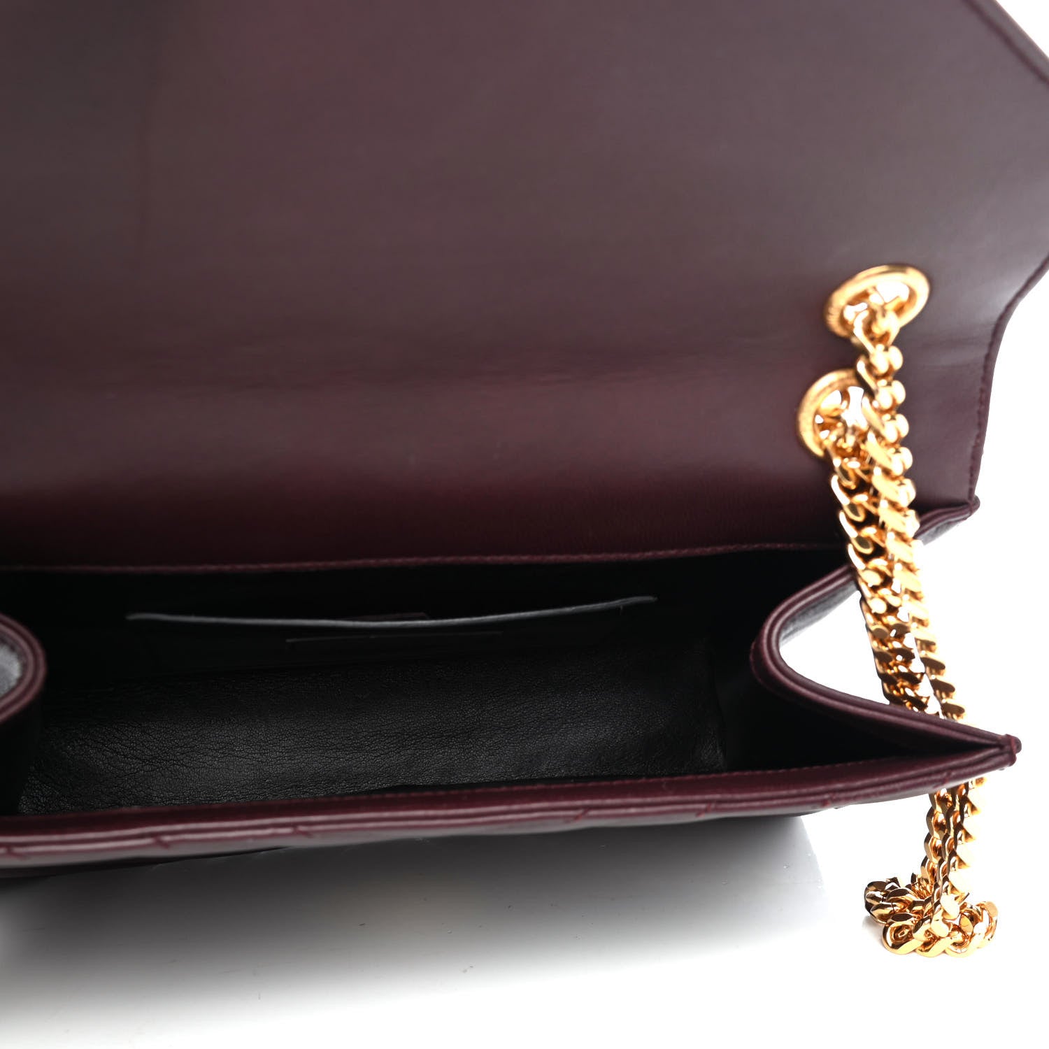 Saint Laurent Lambskin Matelasse Chevron Medium Monogram Satchel Amaranto 4 of 4