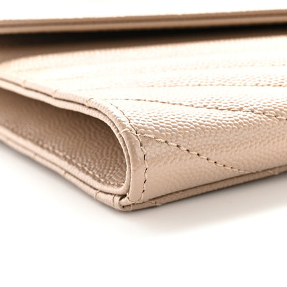 Saint Laurent Grain De Poudre Matelasse Chevron Monogram Envelope Clutch Dark Beige 9 of 11