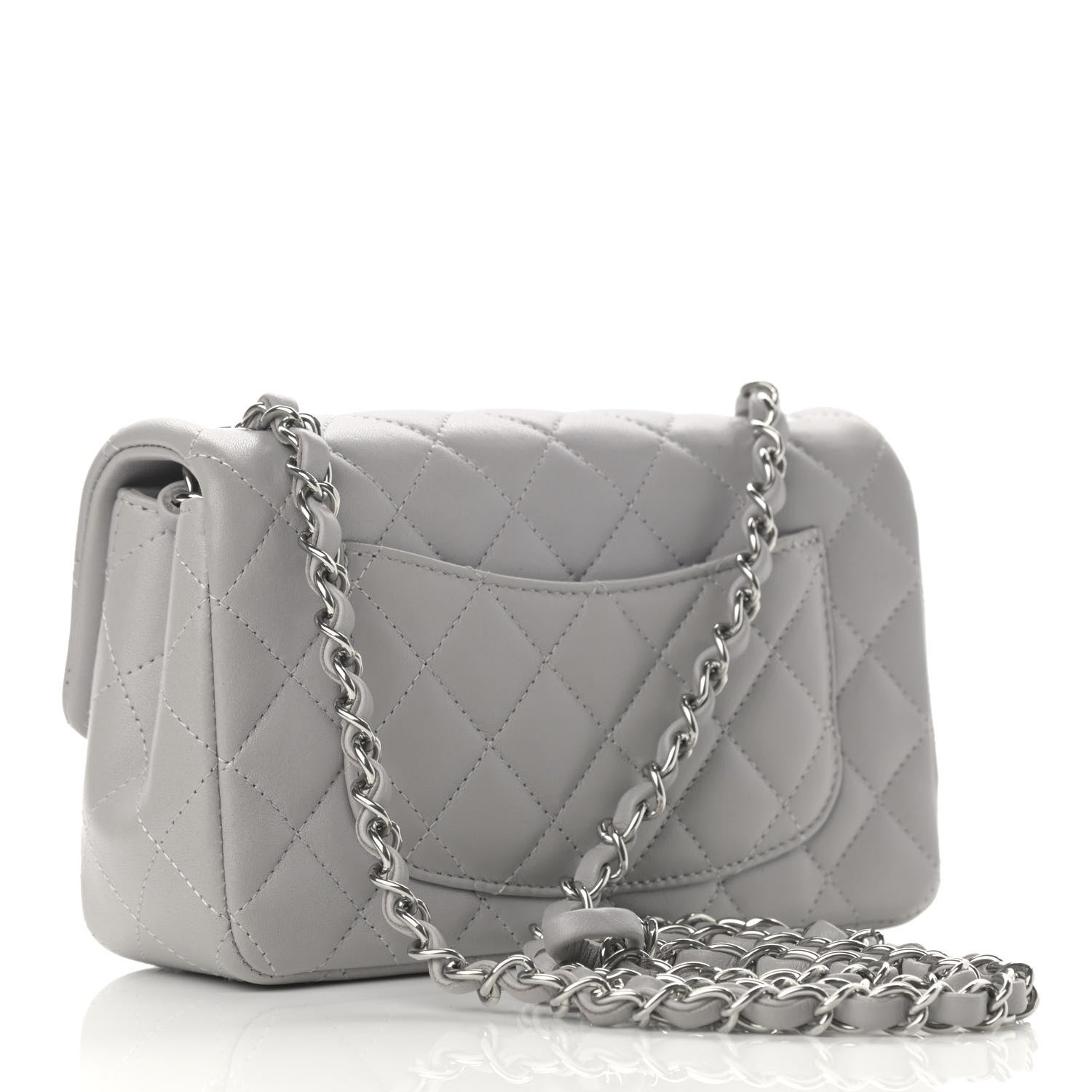 Chanel Lambskin Quilted Mini Rectangular Flap Grey 3 of 12