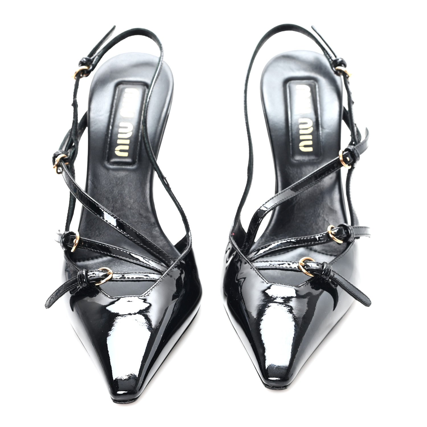 Miu Miu Vernice Buckle Slingback Pumps 38 Black 1859891 – FASHIONPHILE