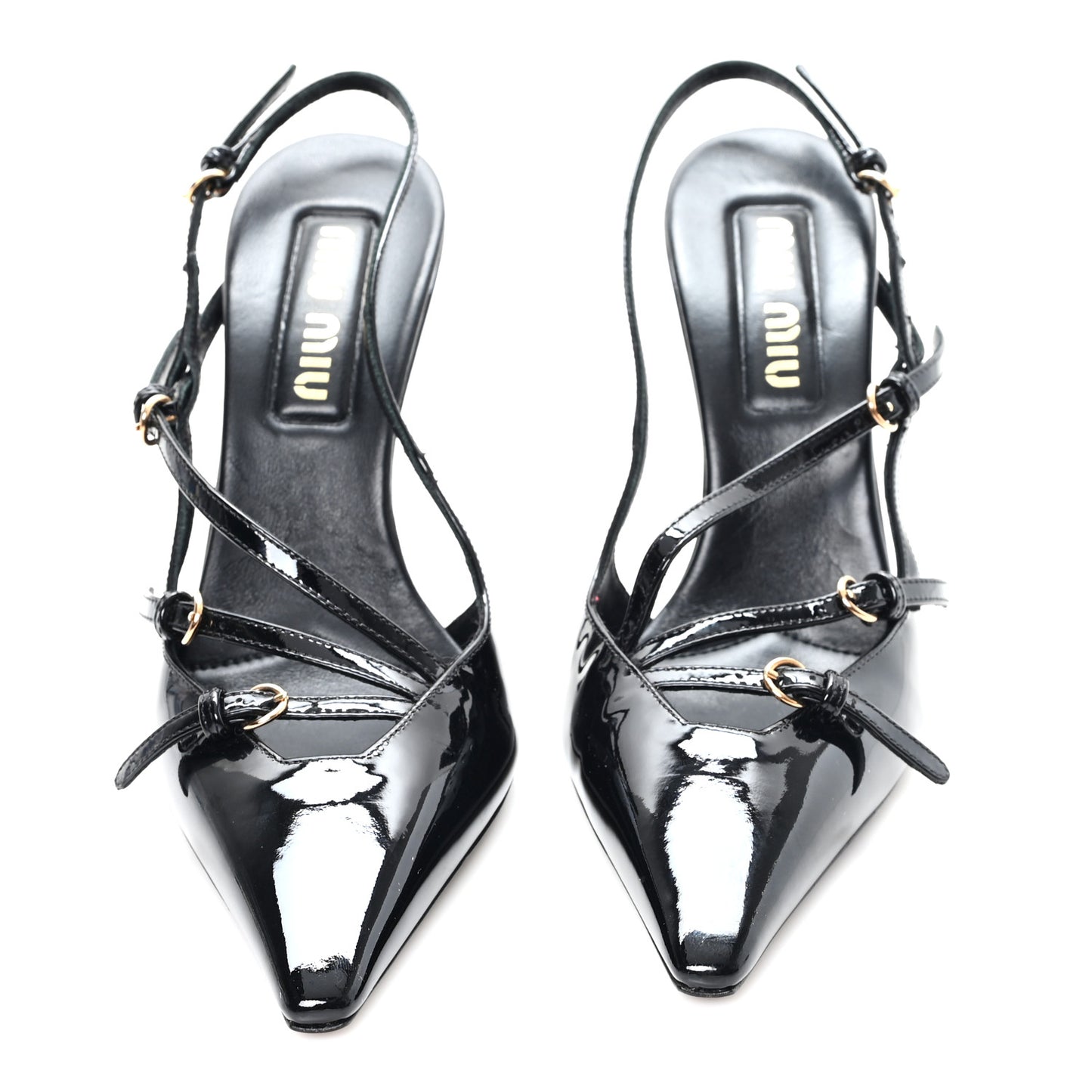 Vernice Buckle Slingback Pumps 38 Black