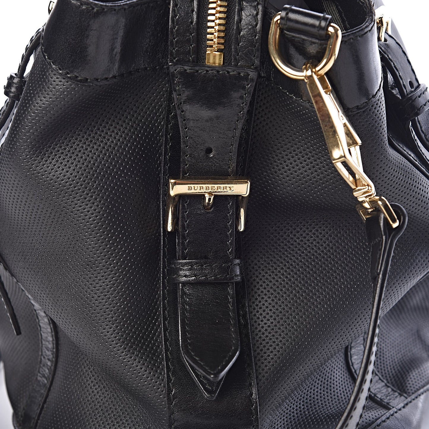 Calfskin Perforated Ellers Satchel Black