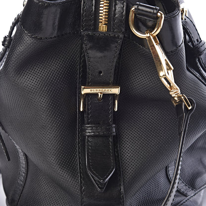 Burberry Calfskin Perforated Ellers Satchel Black 11 of 31