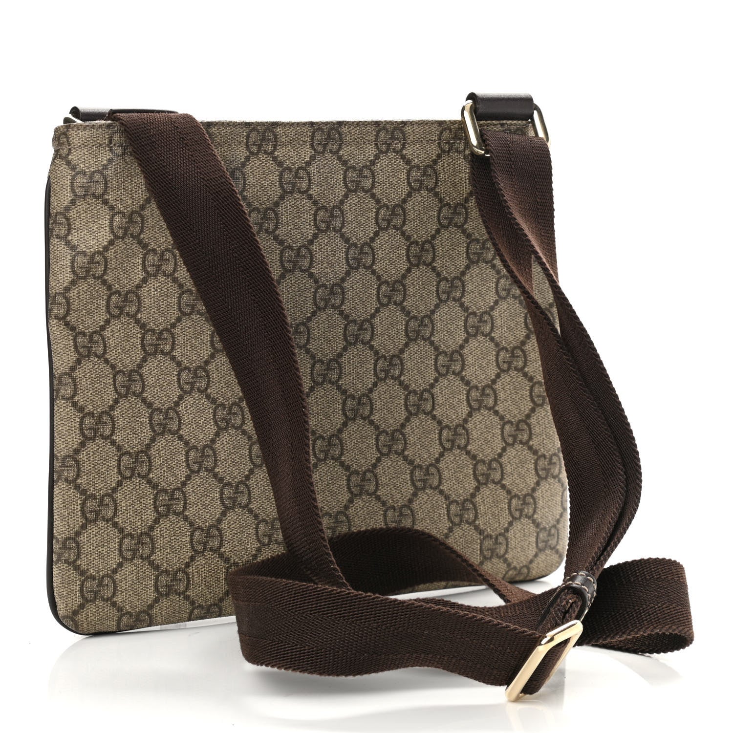 Gucci GG Supreme Monogram Small Flat Messenger Bag Dark Brown 3 of 10