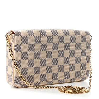 Louis Vuitton Damier Azur Pochette Felicie Chain Wallet Rose Ballerine 2 of 4