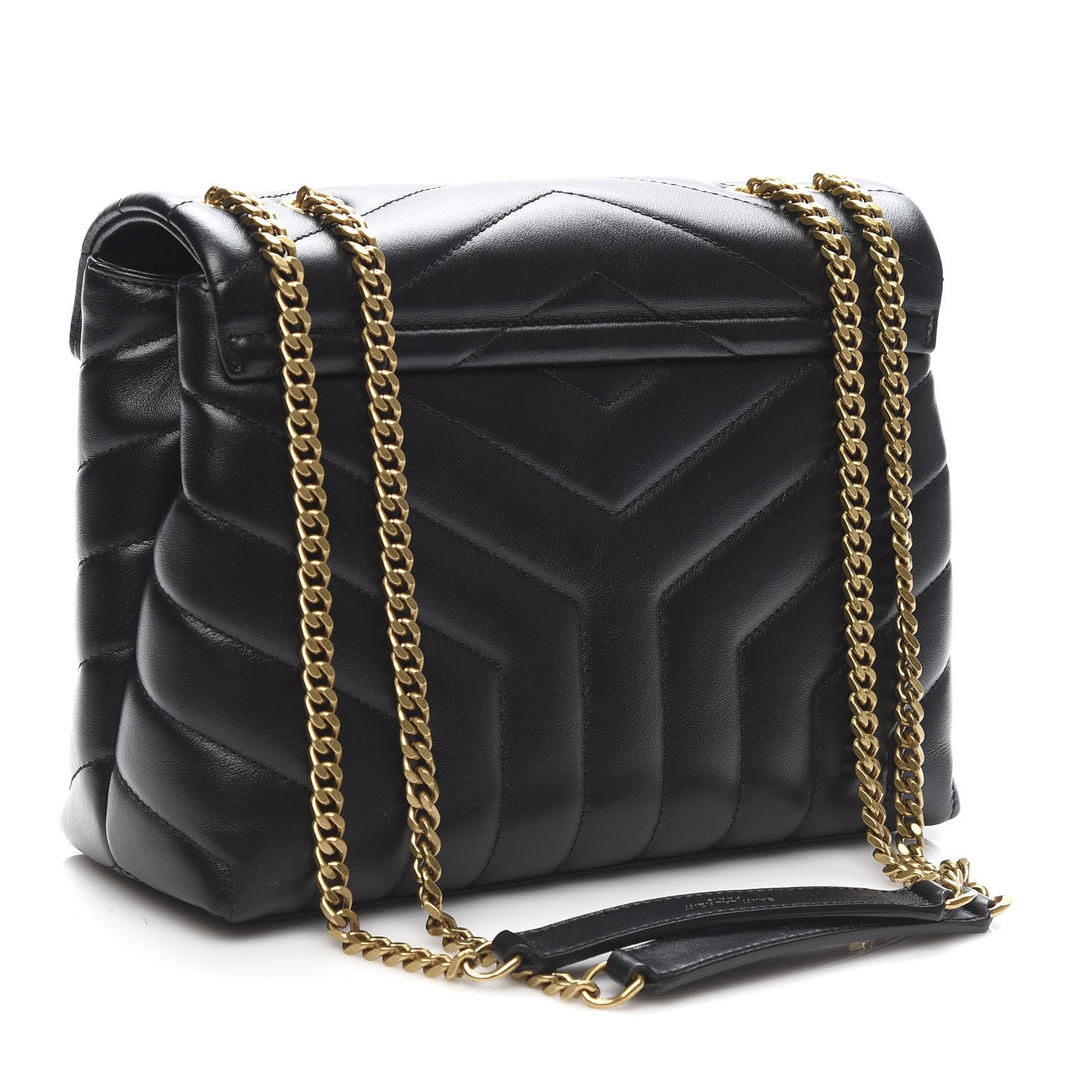 Saint Laurent Calfskin Y Quilted Monogram Small Loulou Chain Satchel Black 3 of 9