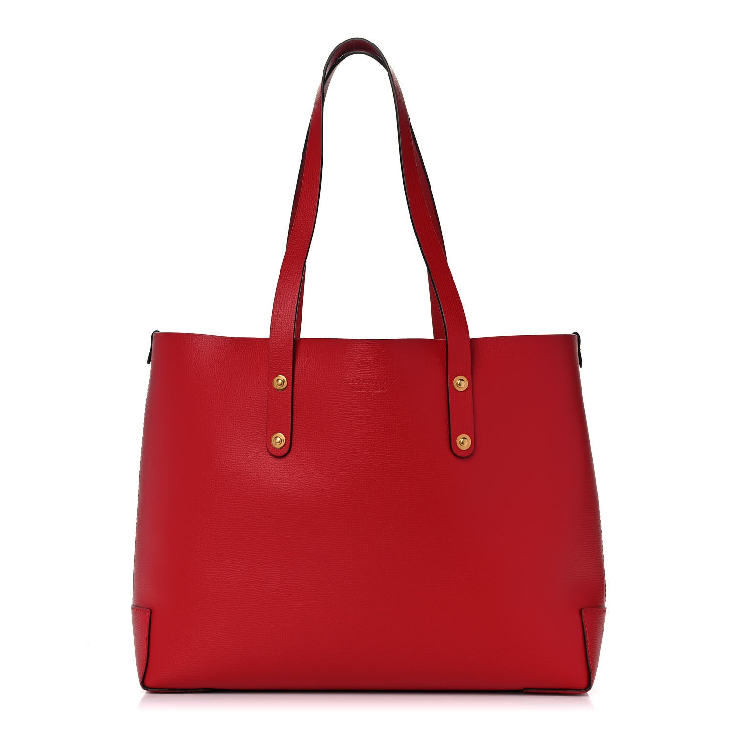 Burberry Grainy Calfskin Haymarket Check Small Reversible Tote Red 1 of 18
