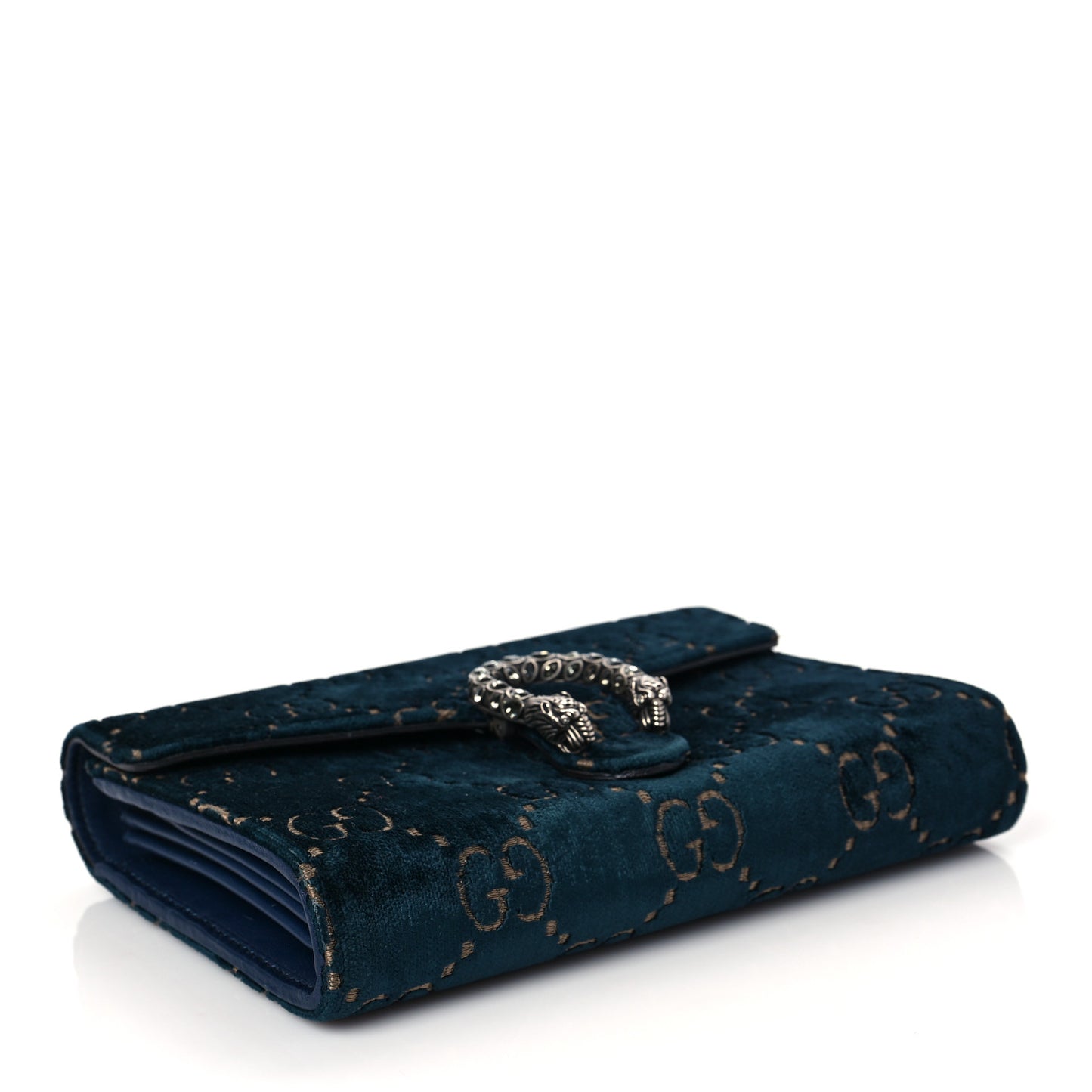 Velvet GG Monogram Mini Dionysus Chain Wallet Blue Beige Black