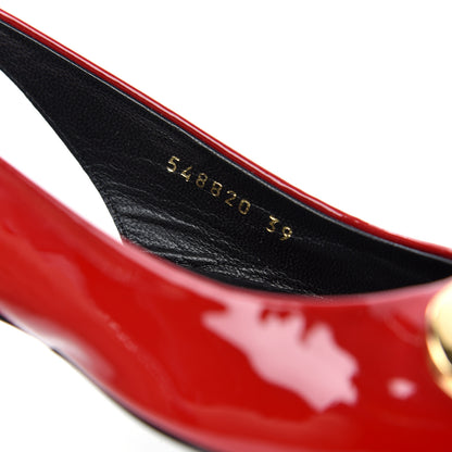 Balenciaga Patent BB Knife Pointy Toe Slingback Flats 39 Rouge Cardinal 10 of 11
