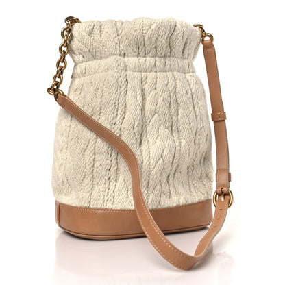 Saint Laurent Calfskin Tessuto Treccia Knit Le Maillon Bucket Bag Soy Milk 3 of 11
