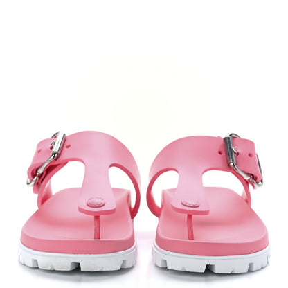 Prada EVA Rubber Buckled Lug Sole 20mm Thong Sandals 37 Begonia 2 of 7