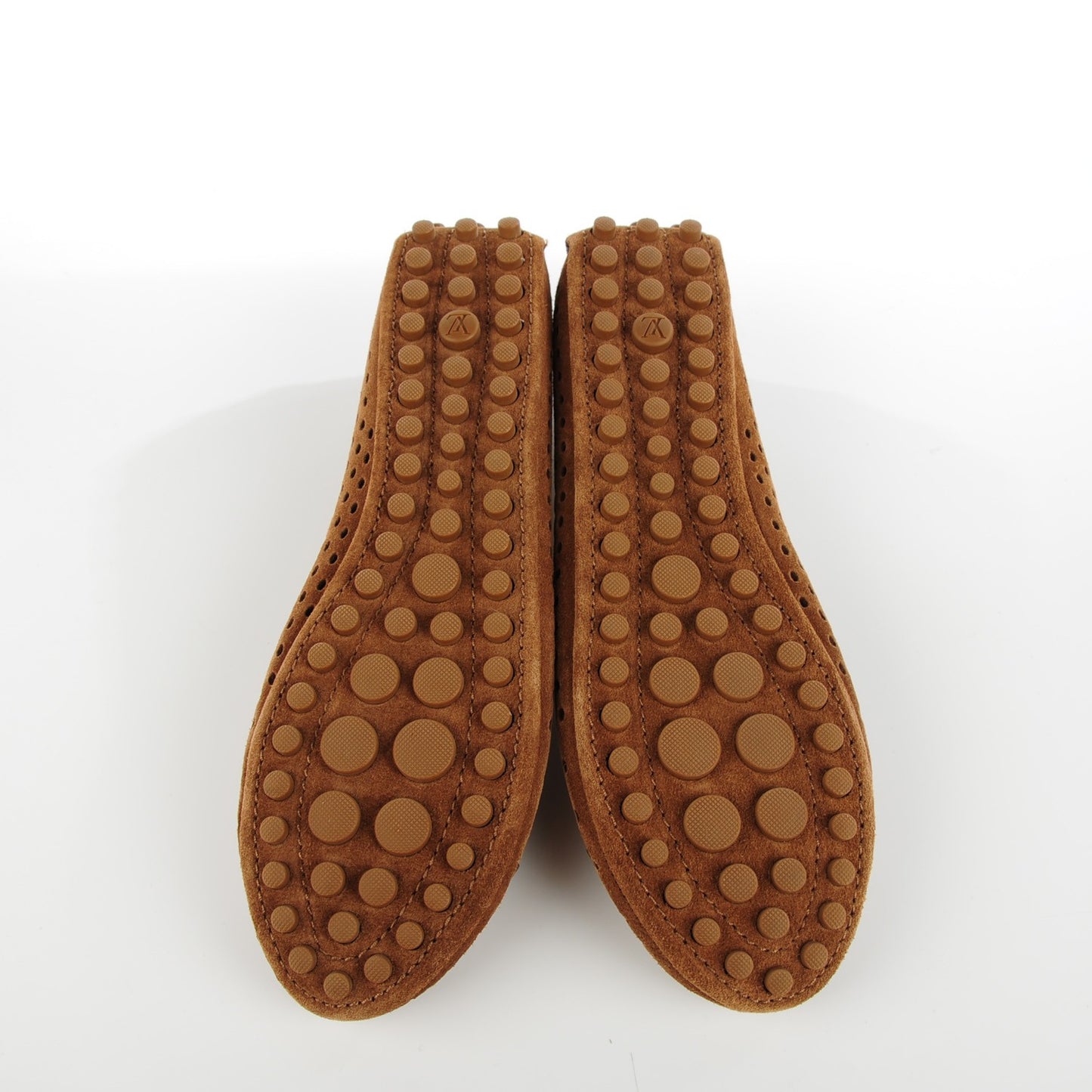 Suede Perforated Oxford Ballerina Flats 37 Cognac