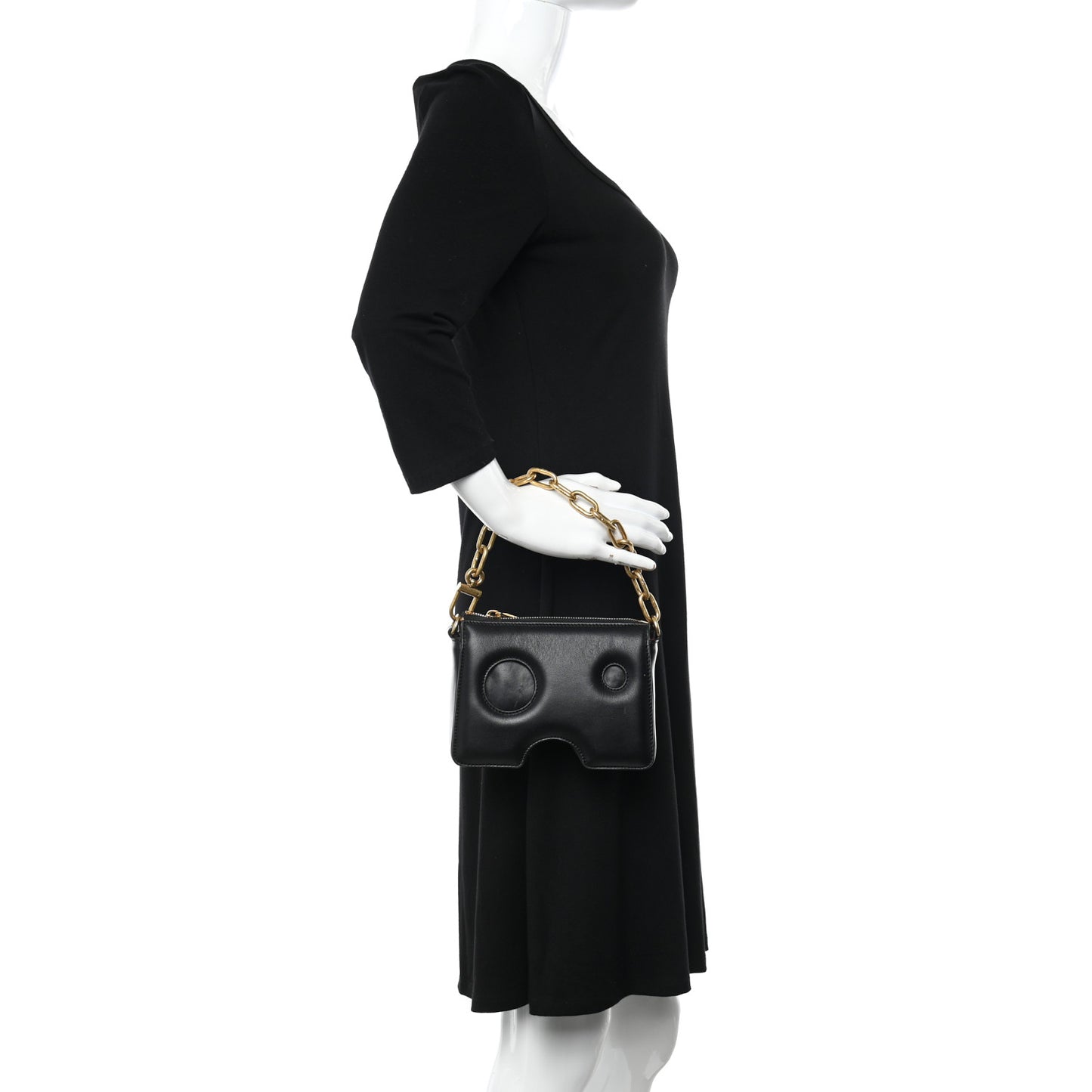 OFF WHITE Calfskin Burrow Chain Bag Black