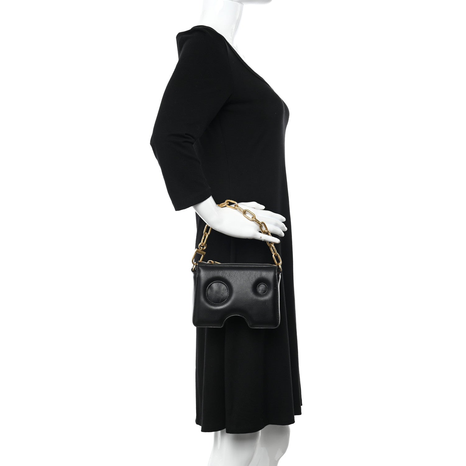 Off-White OFF WHITE Calfskin Burrow Chain Bag Black 3 of 12