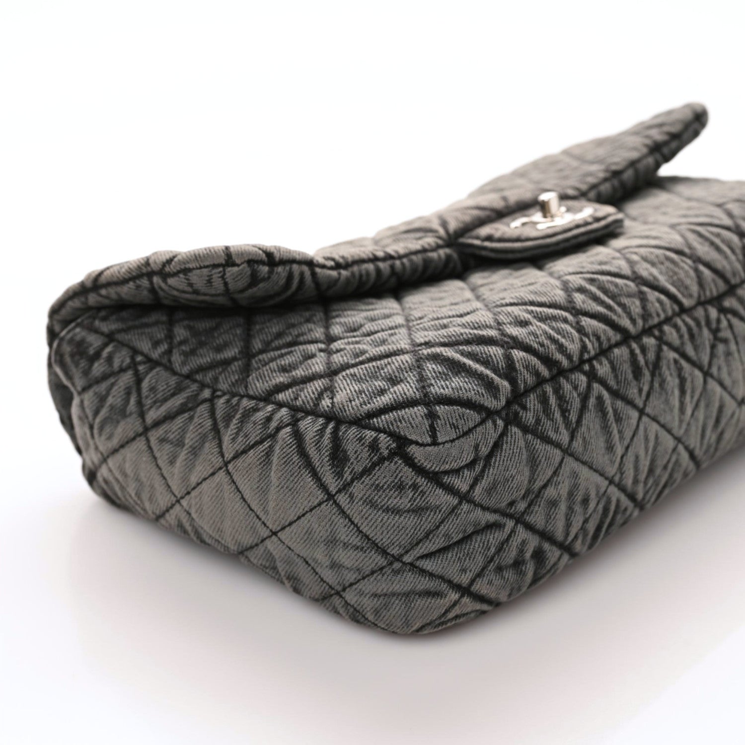 Chanel Denim Quilted Denimpression Flap Grey Black 5 of 9