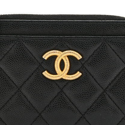 Chanel Caviar Quilted CC Zip Around Card Holder Black 8 of 10