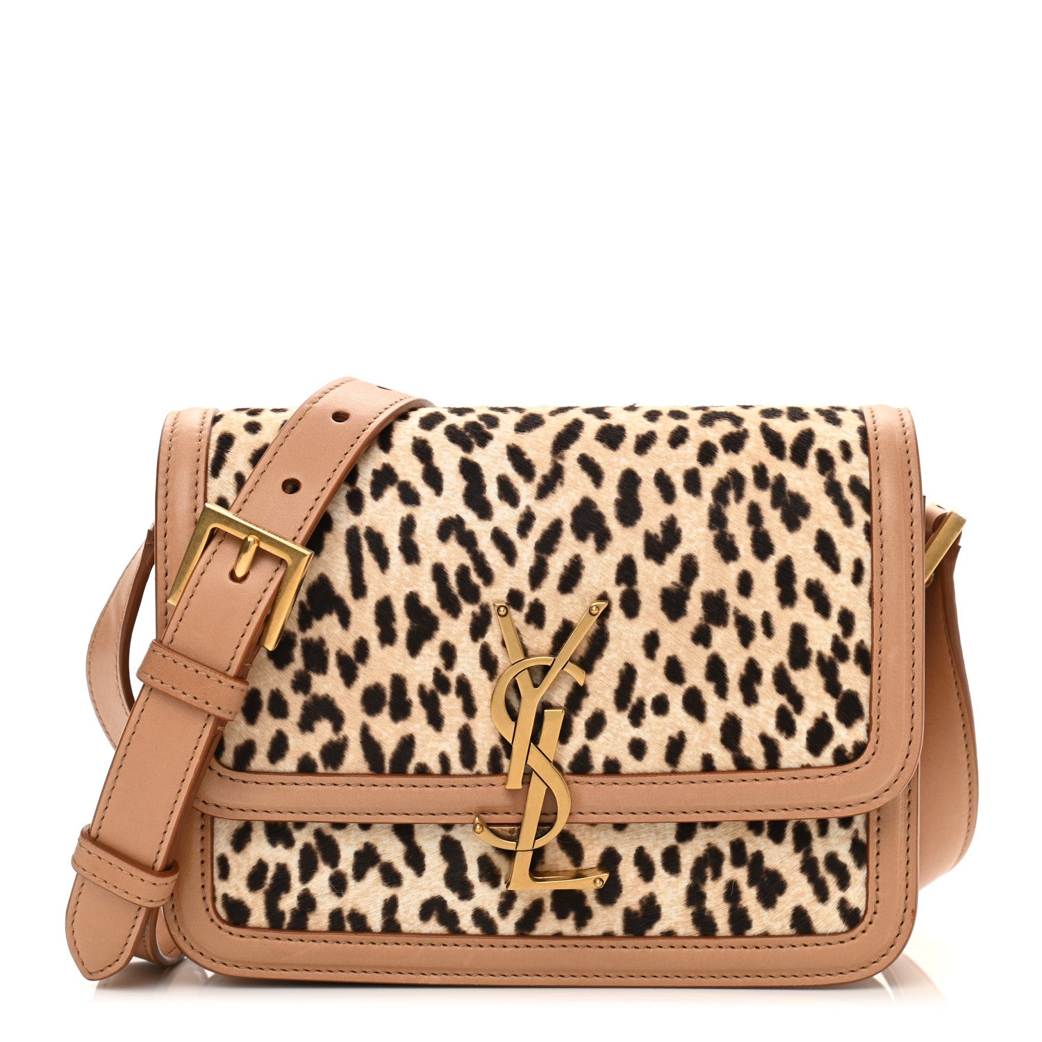 Saint Laurent Calfskin Hair Leopard Print Small Solferino Satchel Dust White 1 of 11