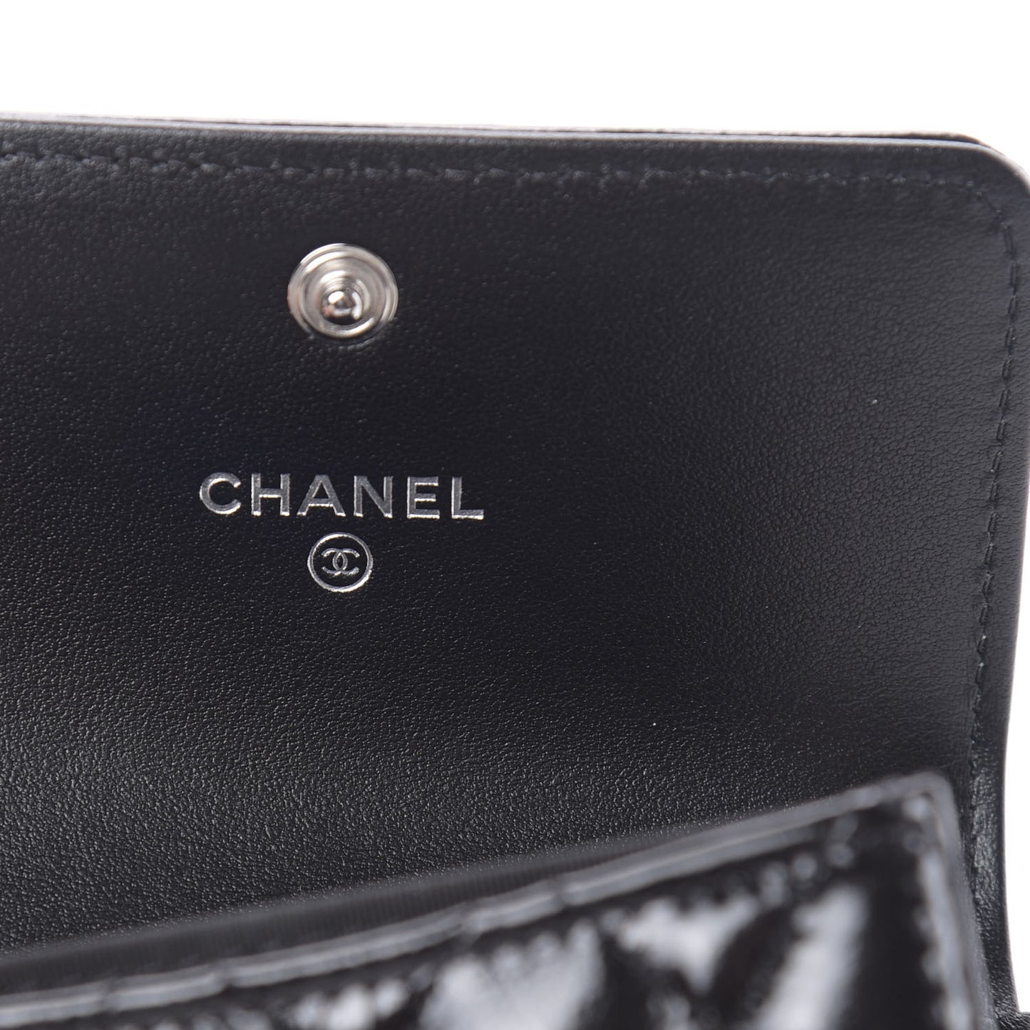 Distressed Patent Quilted Boy Flap Card Holder Wallet Black