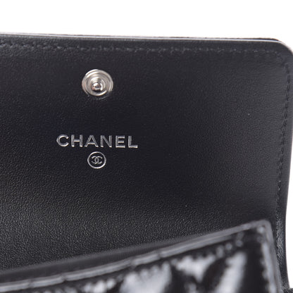 Chanel Distressed Patent Quilted Boy Flap Card Holder Wallet Black 6 of 9