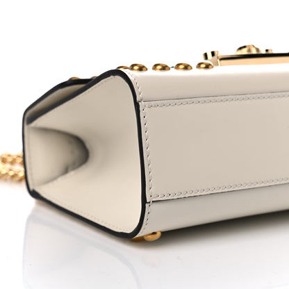 Gucci Calfskin Floral Embroidered Small Padlock Shoulder Bag White 8 of 11