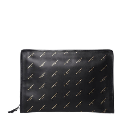 Balenciaga Agneau Allover Logo Pouch Black 1 of 9