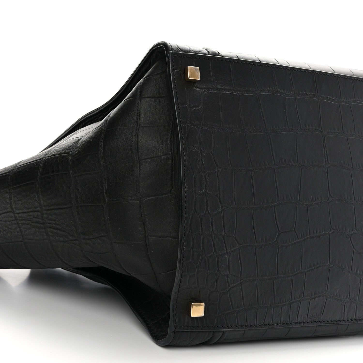 Celine Crocodile Embossed Calfskin Medium Phantom Luggage Black 8 of 10