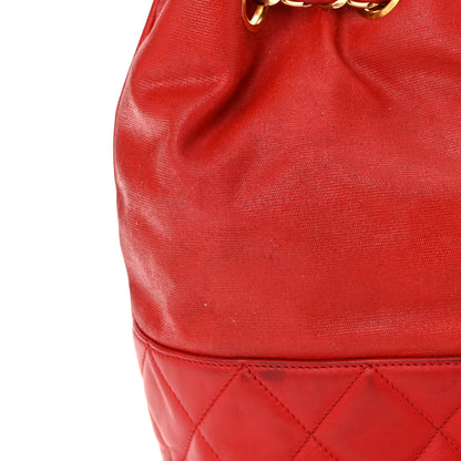 Chanel Lambskin CC Drawstring Shoulder Bag Red 17 of 20
