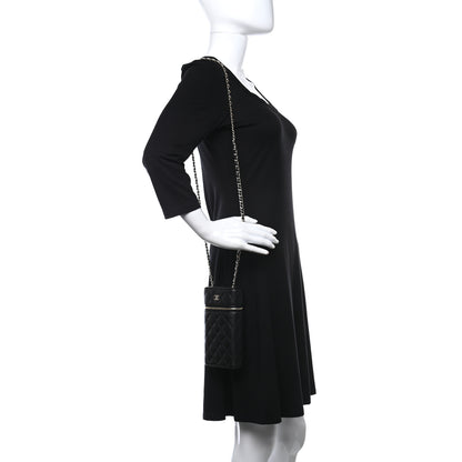 Chanel Caviar Quilted Phone Holder With Chain Black 2 of 9