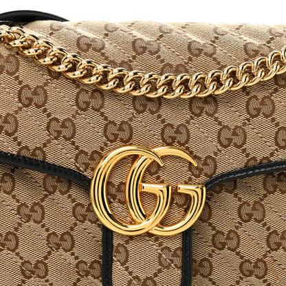 Gucci Monogram Matelasse Diagonal Small GG Marmont Shoulder Bag Beige Black 8 of 10