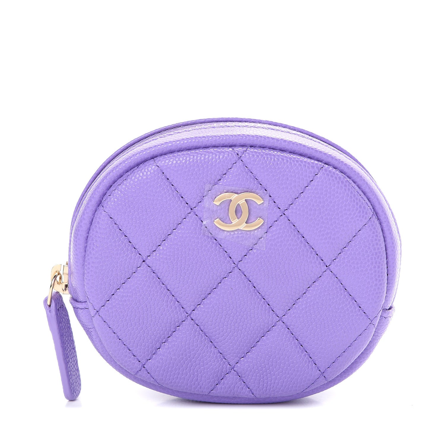 Caviar Quilted Zip Around Classic Coin Purse Purple