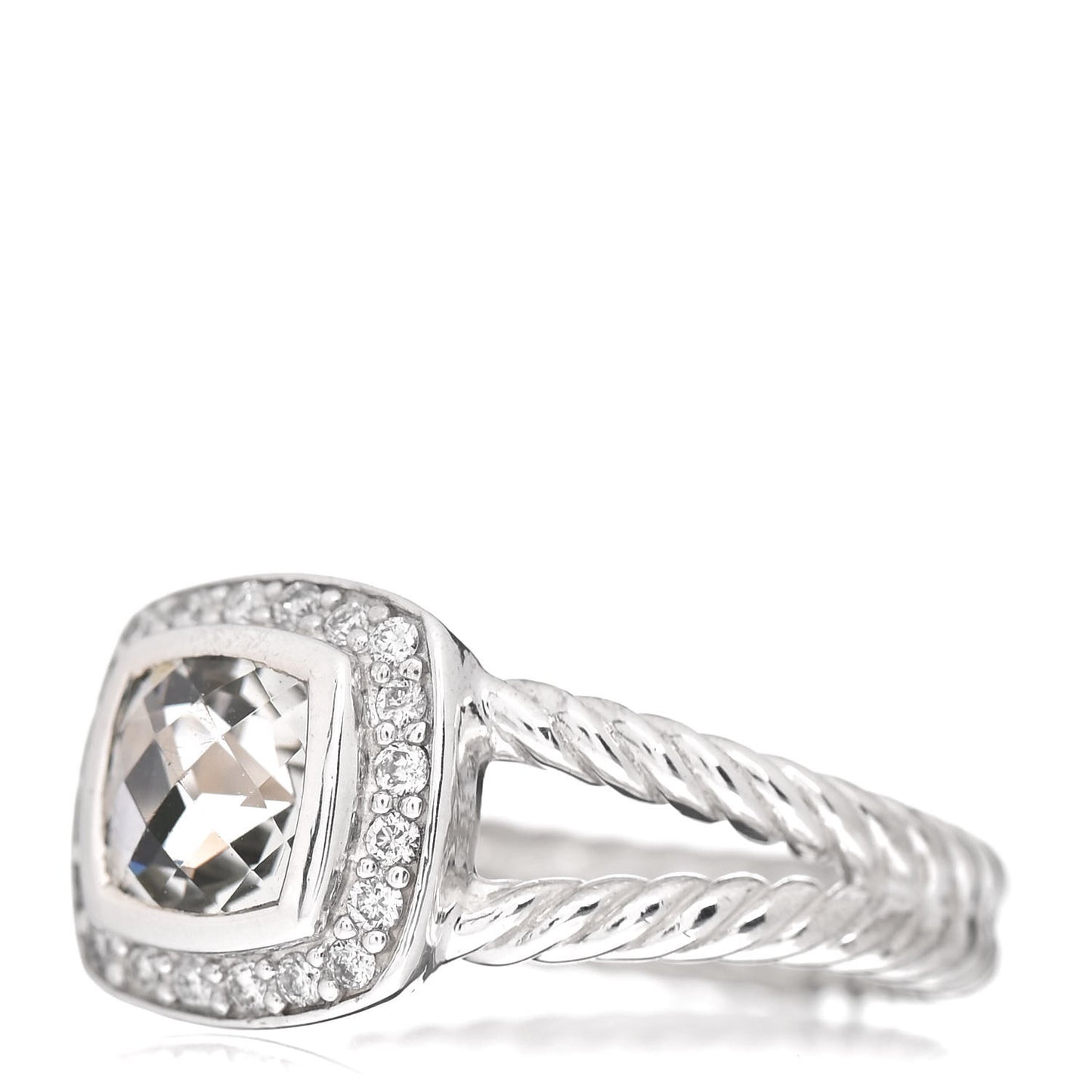 Sterling Silver Diamond Prasiolite 7mm Petite Albion Ring 57 8