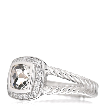 David Yurman Sterling Silver Diamond Prasiolite 7mm Petite Albion Ring 57 8 3 of 5