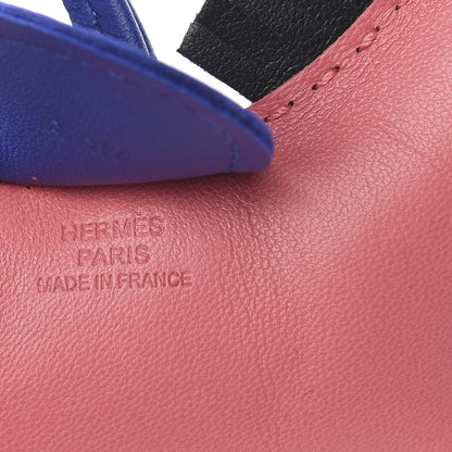 Hermes Milo Lambskin Grigri Rodeo Bag Charm MM Rose Azalee Bleu Electrique Vert Cypress 3 of 5