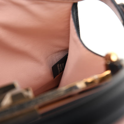Fendi Vitello Seta Shiny Nappa Medium Peekaboo I SEE U Satchel Black Light Rose 11 of 25