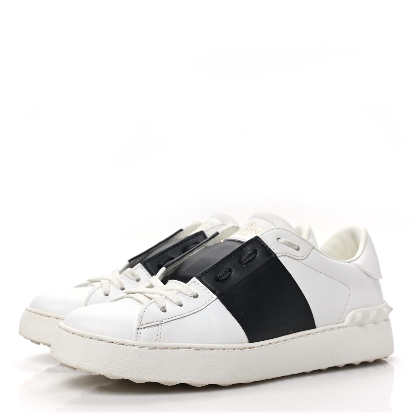 Calfskin Rockstud Untitled Open Sneakers 38 White Black