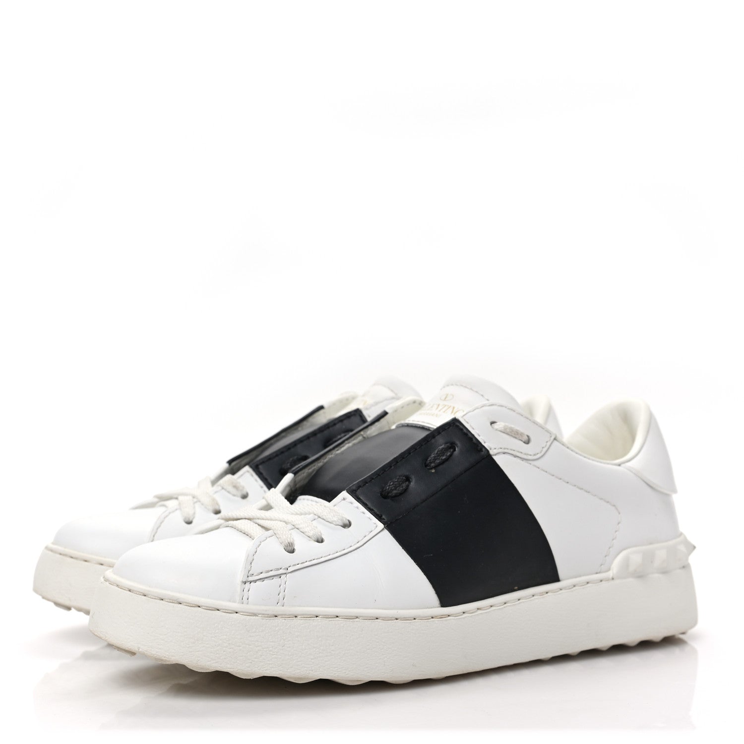 Valentino Garavani Calfskin Rockstud Untitled Open Sneakers 38 White Black 3 of 7