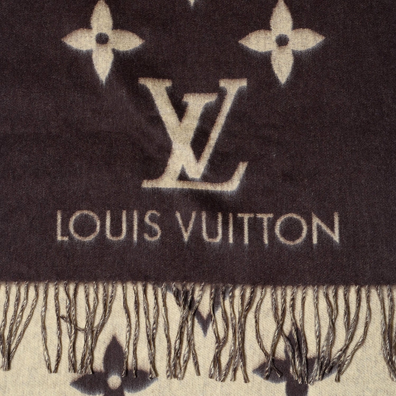 Louis Vuitton Cashmere Monogram Reykjavik Scarf Brown 1 of 5