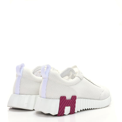 Hermes Air Mesh Suede Goatskin Bouncing Sneakers 41 White Orange Pink 4 of 7