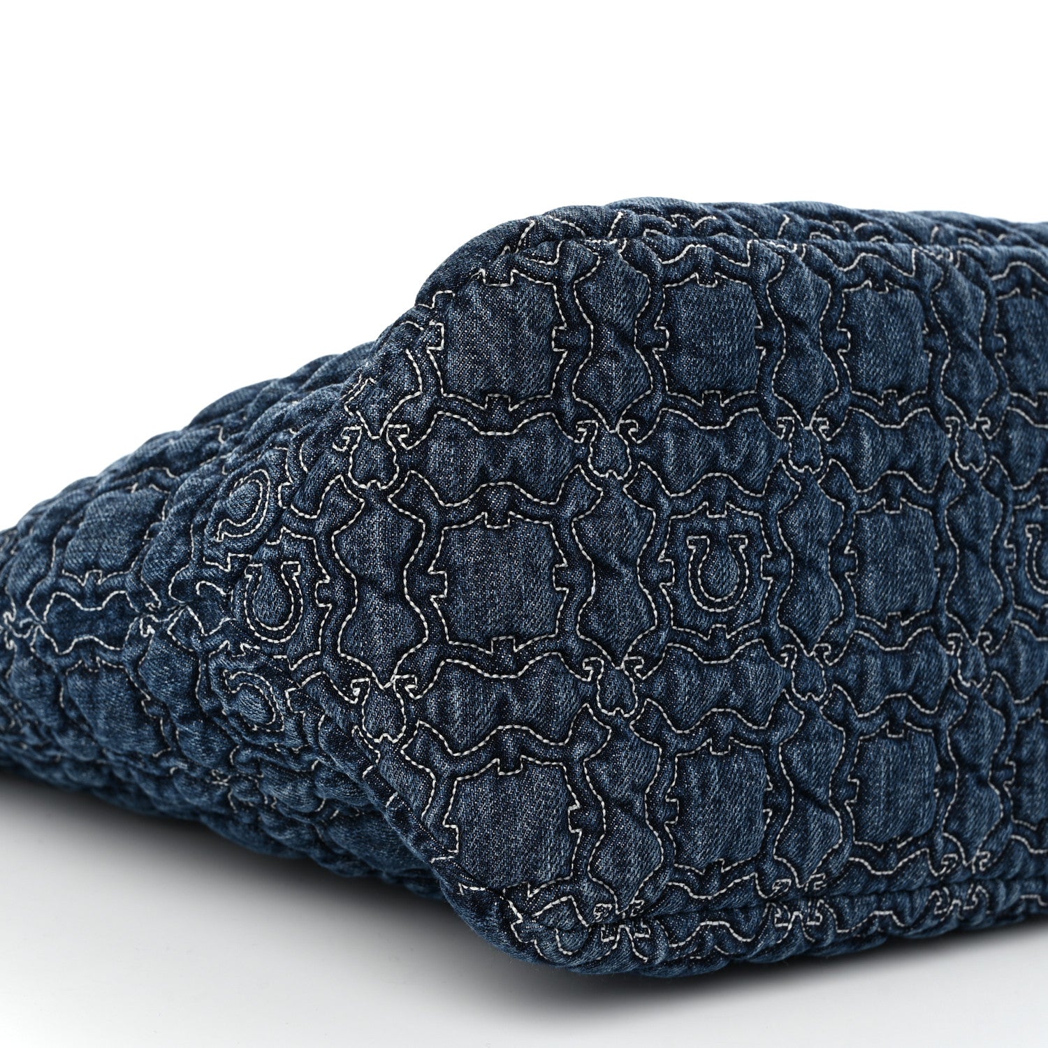 Salvatore Ferragamo Denim Quilted Gancini Tote Blue 9 of 10