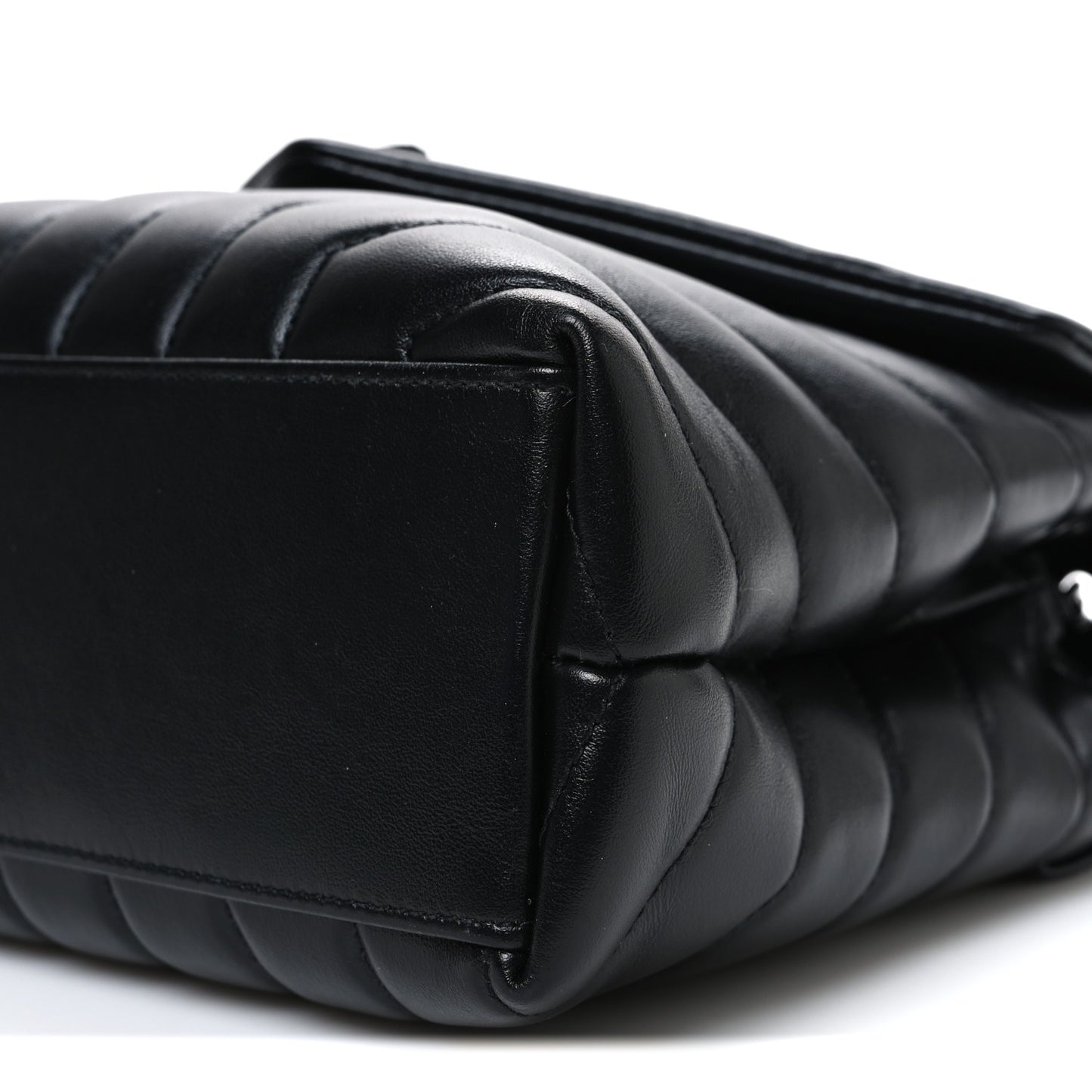 Calfskin Y Quilted Monogram Monochrome Small Loulou Chain Satchel Black