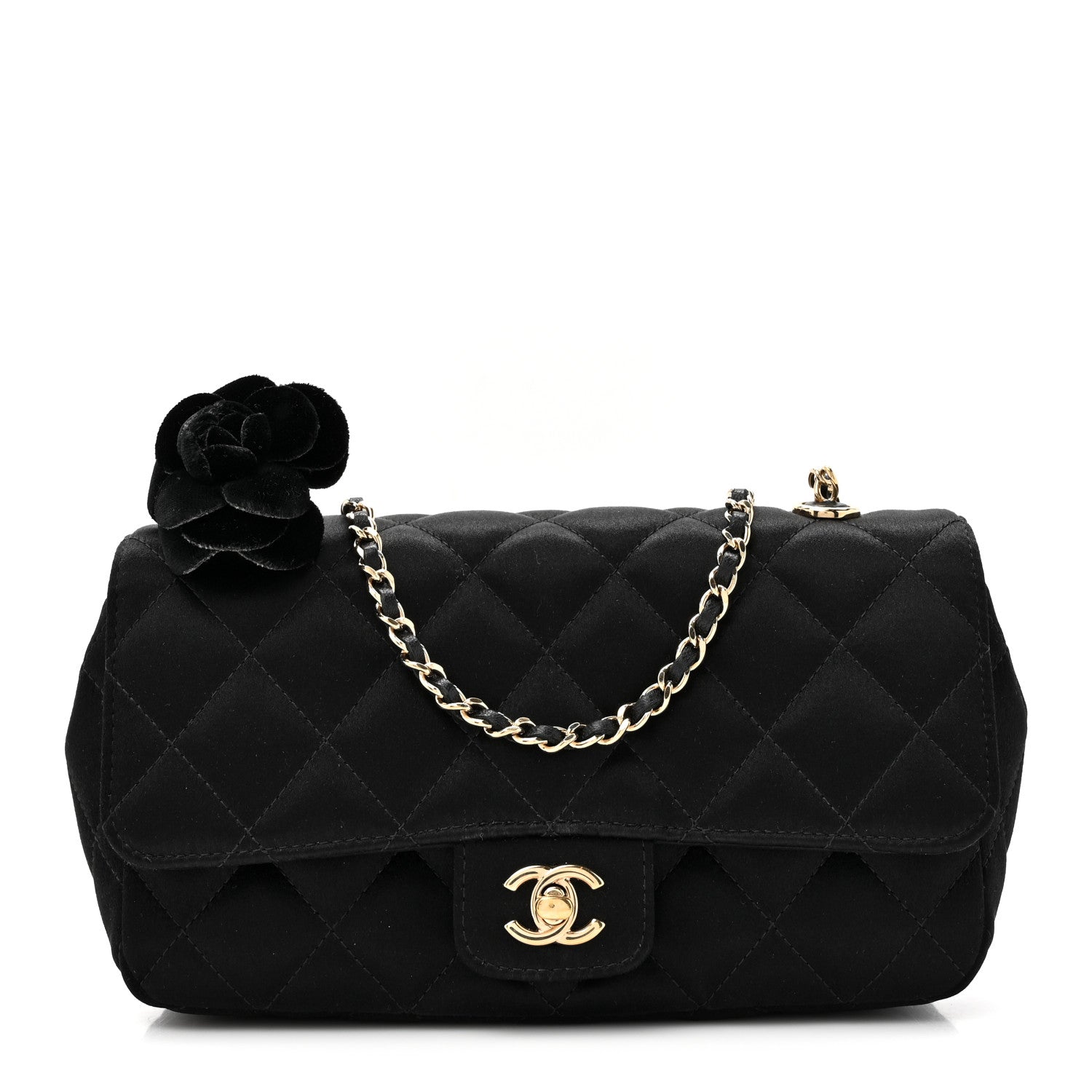 Chanel Satin Quilted Mini Rectangular Flap Black 1 of 10