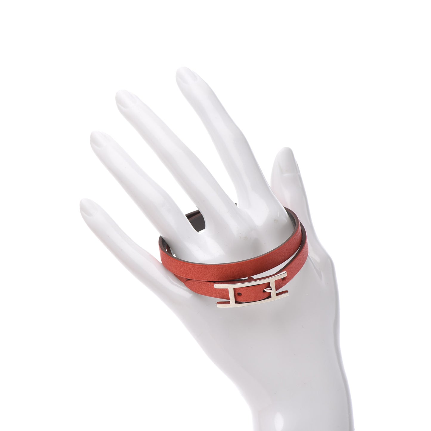 Swift Behapi Double Tour Reversible Bracelet M Orange Poppy Rouge H