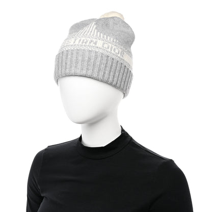 Christian Dior Cashmere Wool D-White Beanie Grey White 2 of 6