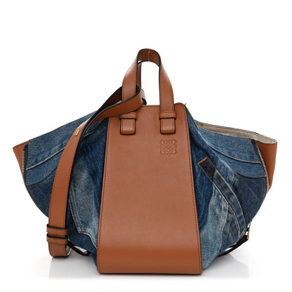 Loewe Calfskin Denim Small Hammock Shoulder Bag Blue Tan 1 of 13