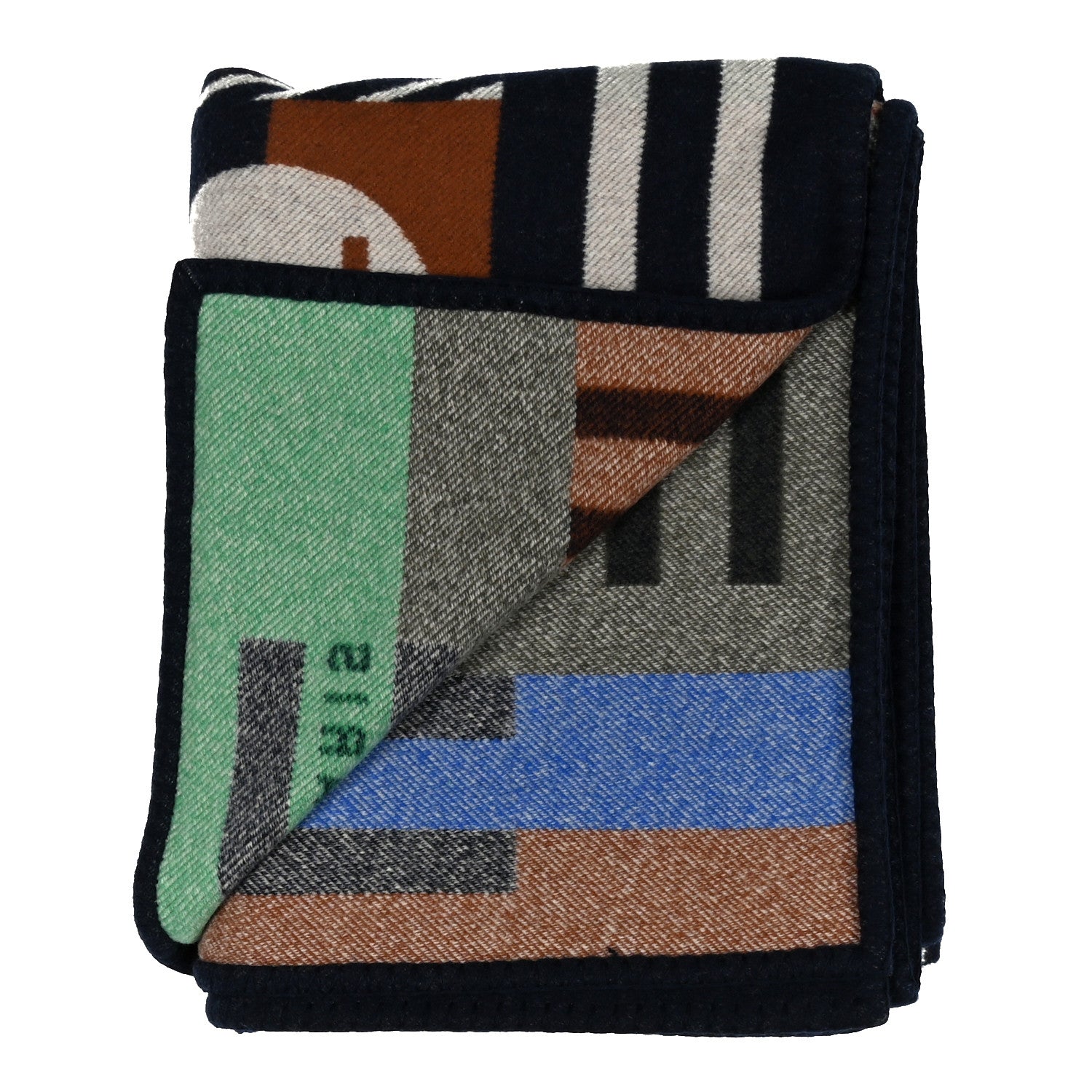 Hermes Wool Cashmere Avalon Enigmatic Blanket Navy 2 of 5