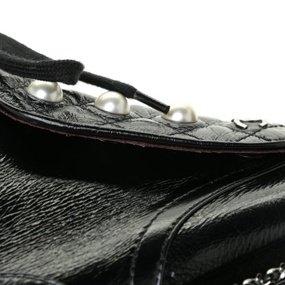 Chanel Crackled Calfskin Velvet Pearl Combat Short Boots 39 Black 16 of 19