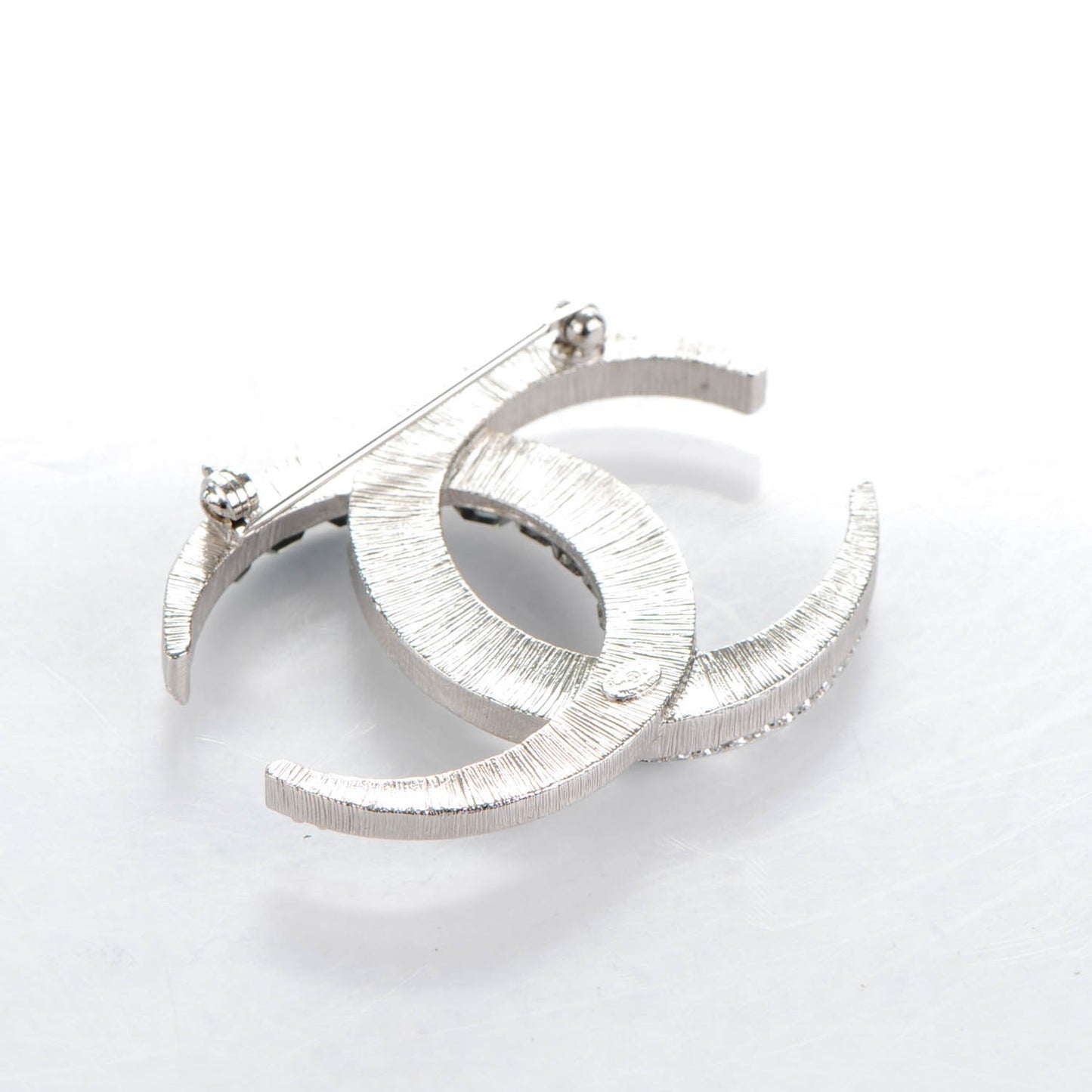 Baguette Crystal CC Brooch Silver